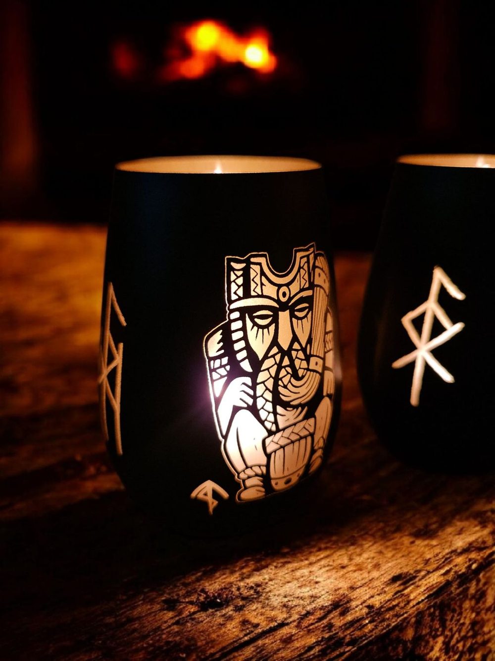 Windlicht mit Heimdall, lasergraviert | Glanz & Gravur